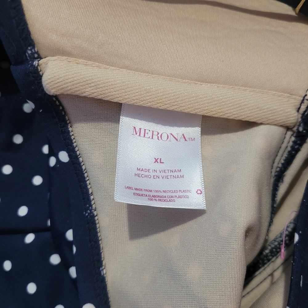 Merona Navy Polka Dot Halter One Piece Swimsuit NWOT Size XL - Picture 6 of 6